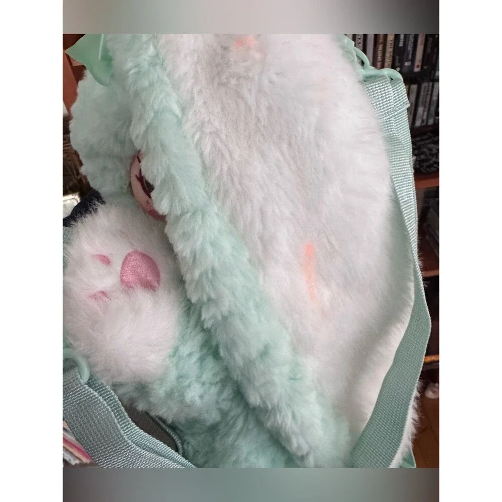 Baby Three Hugging Baby Backpack-green With LIQUID glitter Eyes rare
